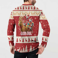 Sweden Christmas Button Sweatshirt God Jul Nordic Julbock - Wonder Print Shop