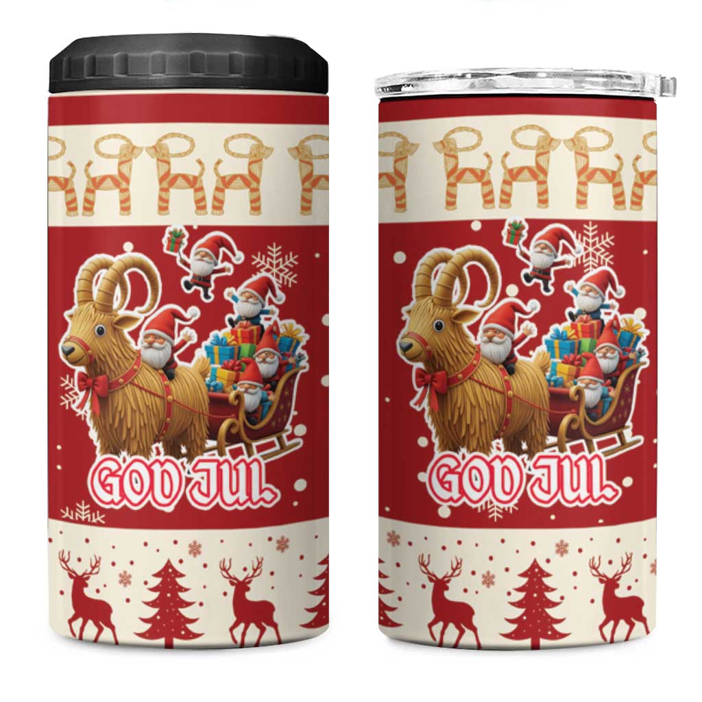 Sweden Christmas 4 in 1 Can Cooler Tumbler God Jul Nordic Julbock - Wonder Print Shop