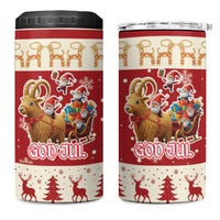 Sweden Christmas 4 in 1 Can Cooler Tumbler God Jul Nordic Julbock - Wonder Print Shop