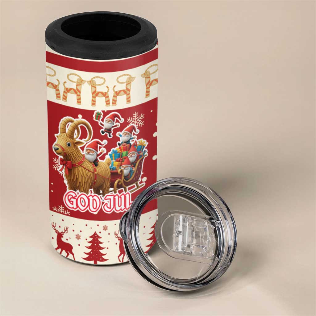 Sweden Christmas 4 in 1 Can Cooler Tumbler God Jul Nordic Julbock - Wonder Print Shop