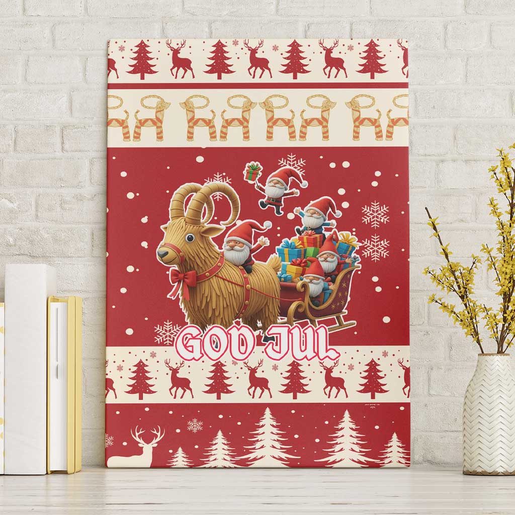 Sweden Christmas Canvas Wall Art God Jul Nordic Julbock - Wonder Print Shop