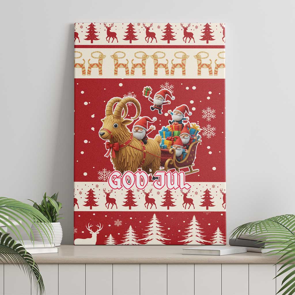 Sweden Christmas Canvas Wall Art God Jul Nordic Julbock - Wonder Print Shop