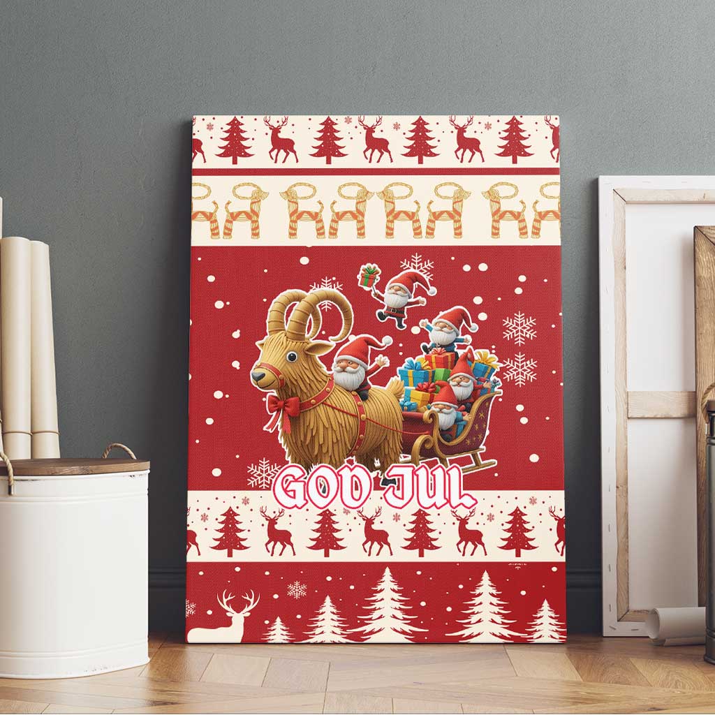 Sweden Christmas Canvas Wall Art God Jul Nordic Julbock - Wonder Print Shop