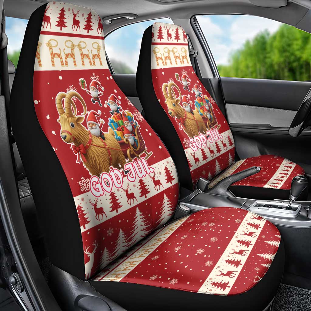 Sweden Christmas Car Seat Cover God Jul Nordic Julbock - Wonder Print Shop