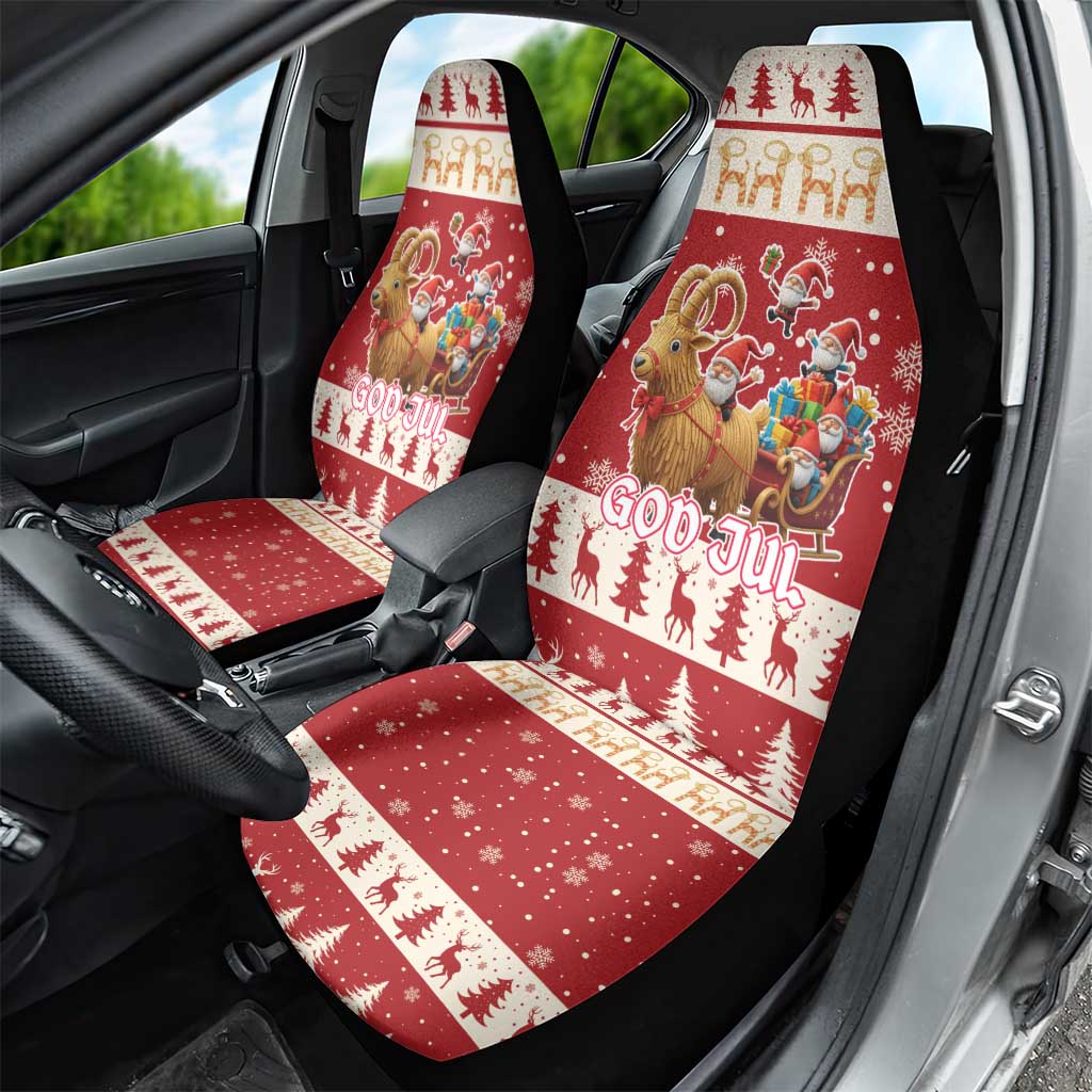 Sweden Christmas Car Seat Cover God Jul Nordic Julbock - Wonder Print Shop