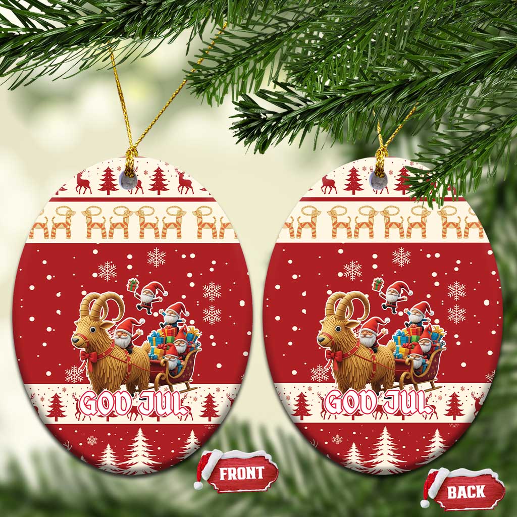 Sweden Christmas Ceramic Ornament God Jul Nordic Julbock - Wonder Print Shop