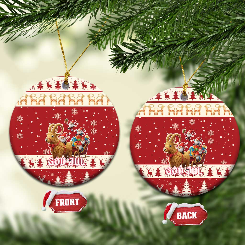 Sweden Christmas Ceramic Ornament God Jul Nordic Julbock - Wonder Print Shop