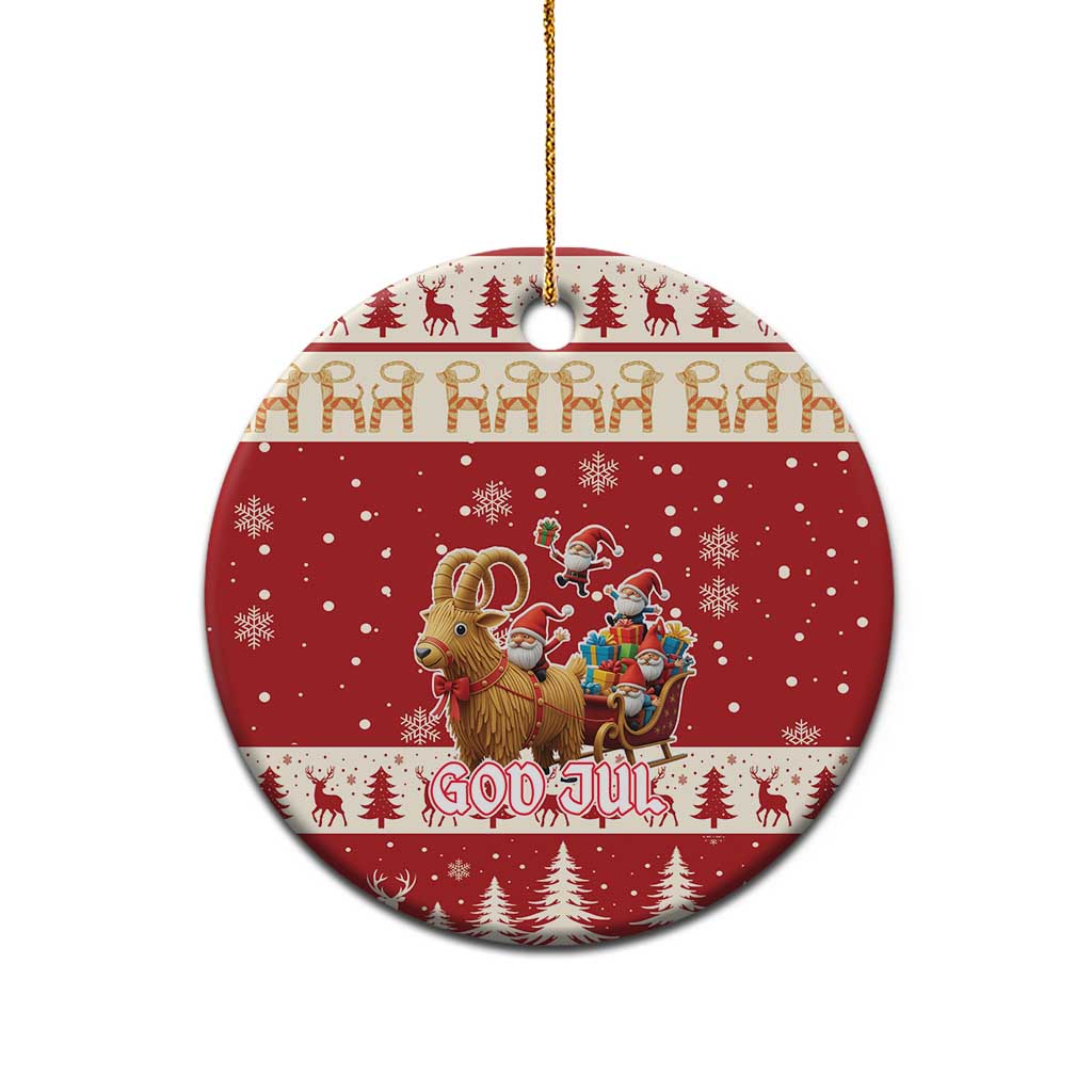 Sweden Christmas Ceramic Ornament God Jul Nordic Julbock - Wonder Print Shop