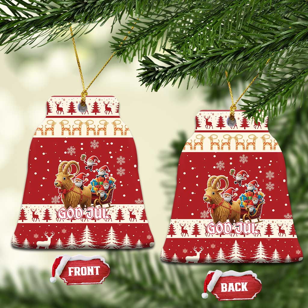 Sweden Christmas Ceramic Ornament God Jul Nordic Julbock - Wonder Print Shop