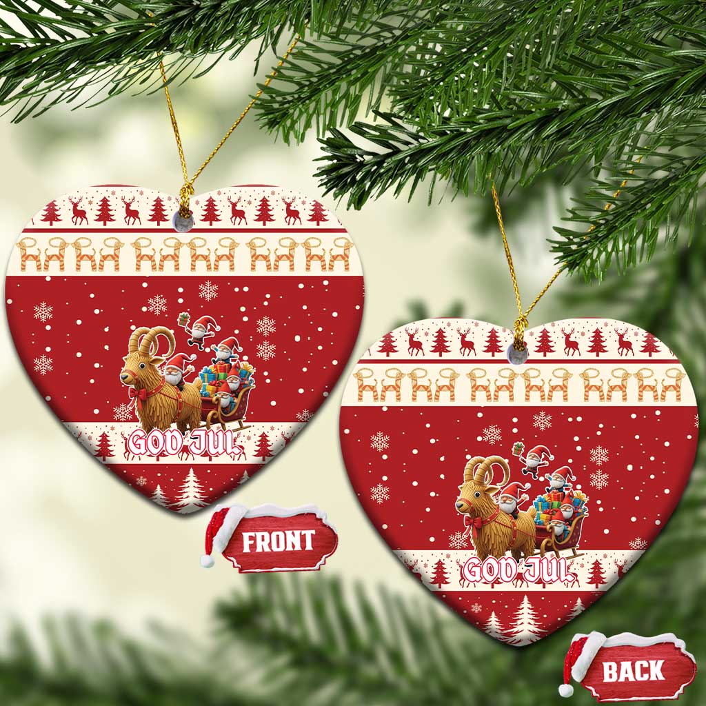 Sweden Christmas Ceramic Ornament God Jul Nordic Julbock - Wonder Print Shop