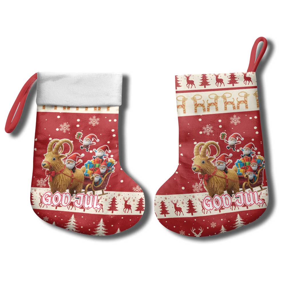 Sweden Christmas Stocking God Jul Nordic Julbock - Wonder Print Shop