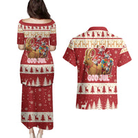 Sweden Christmas Couples Matching Puletasi and Hawaiian Shirt God Jul Nordic Julbock - Wonder Print Shop