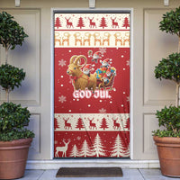 Sweden Christmas Door Cover God Jul Nordic Julbock - Wonder Print Shop