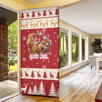 Sweden Christmas Door Cover God Jul Nordic Julbock - Wonder Print Shop