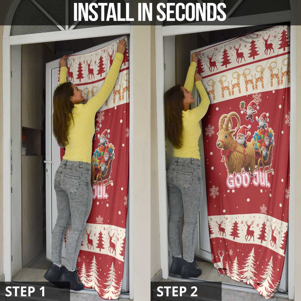 Sweden Christmas Door Cover God Jul Nordic Julbock - Wonder Print Shop