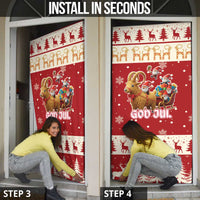 Sweden Christmas Door Cover God Jul Nordic Julbock - Wonder Print Shop