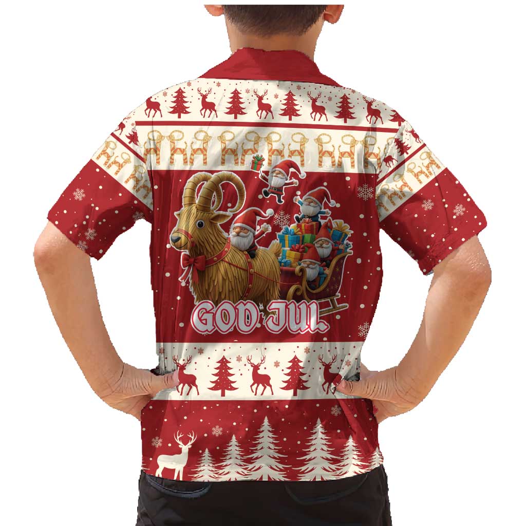 Sweden Christmas Family Matching Mermaid Dress and Hawaiian Shirt God Jul Nordic Julbock - Wonder Print Shop