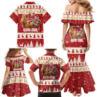 Sweden Christmas Family Matching Mermaid Dress and Hawaiian Shirt God Jul Nordic Julbock - Wonder Print Shop