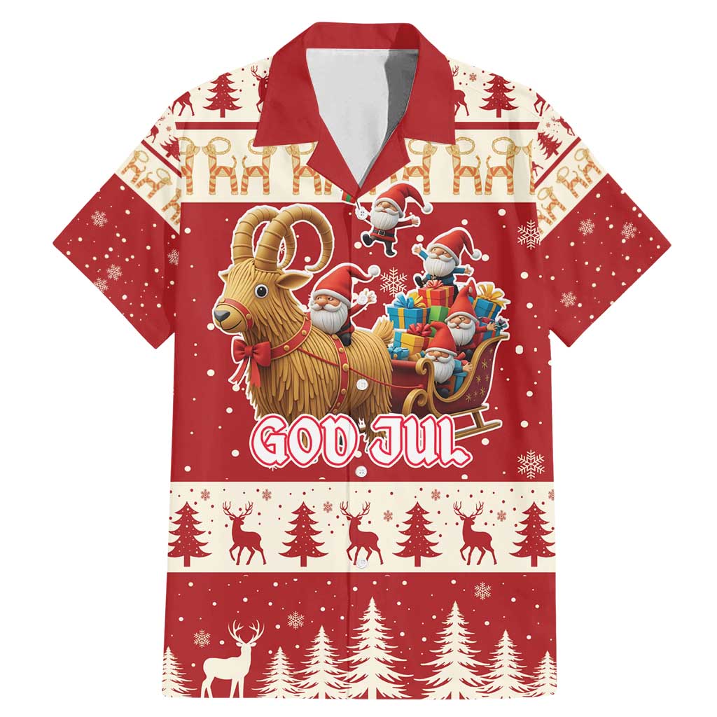 Sweden Christmas Family Matching Mermaid Dress and Hawaiian Shirt God Jul Nordic Julbock - Wonder Print Shop