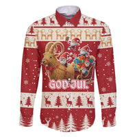 Sweden Christmas Family Matching Off The Shoulder Long Sleeve Dress and Hawaiian Shirt God Jul Nordic Julbock - Wonder Print Shop