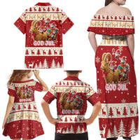 Sweden Christmas Family Matching Off Shoulder Maxi Dress and Hawaiian Shirt God Jul Nordic Julbock - Wonder Print Shop