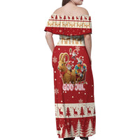Sweden Christmas Family Matching Off Shoulder Maxi Dress and Hawaiian Shirt God Jul Nordic Julbock - Wonder Print Shop