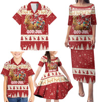 Sweden Christmas Family Matching Puletasi and Hawaiian Shirt God Jul Nordic Julbock - Wonder Print Shop