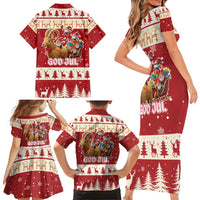 Sweden Christmas Family Matching Short Sleeve Bodycon Dress and Hawaiian Shirt God Jul Nordic Julbock - Wonder Print Shop