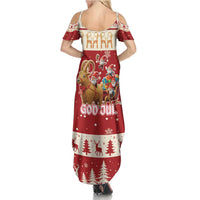 Sweden Christmas Family Matching Summer Maxi Dress and Hawaiian Shirt God Jul Nordic Julbock - Wonder Print Shop