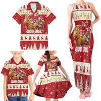 Sweden Christmas Family Matching Tank Maxi Dress and Hawaiian Shirt God Jul Nordic Julbock - Wonder Print Shop