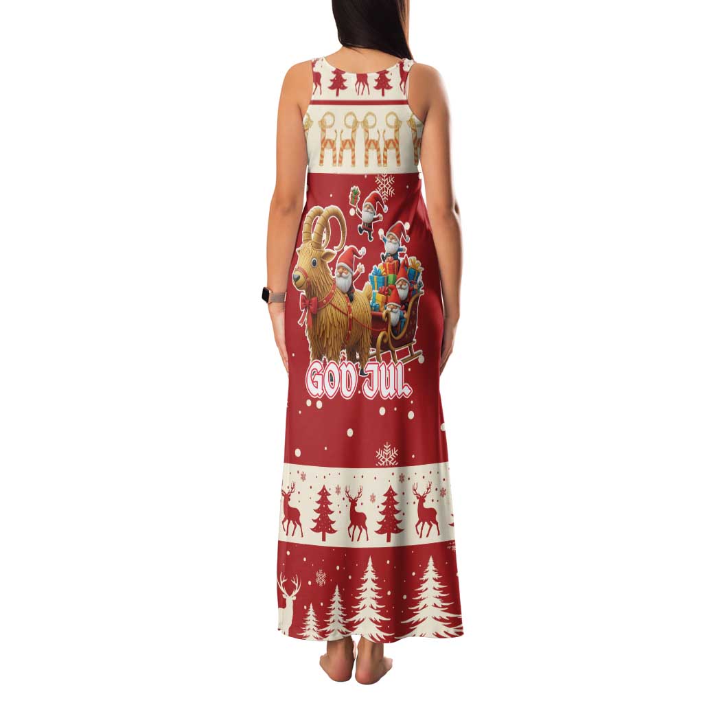 Sweden Christmas Family Matching Tank Maxi Dress and Hawaiian Shirt God Jul Nordic Julbock - Wonder Print Shop