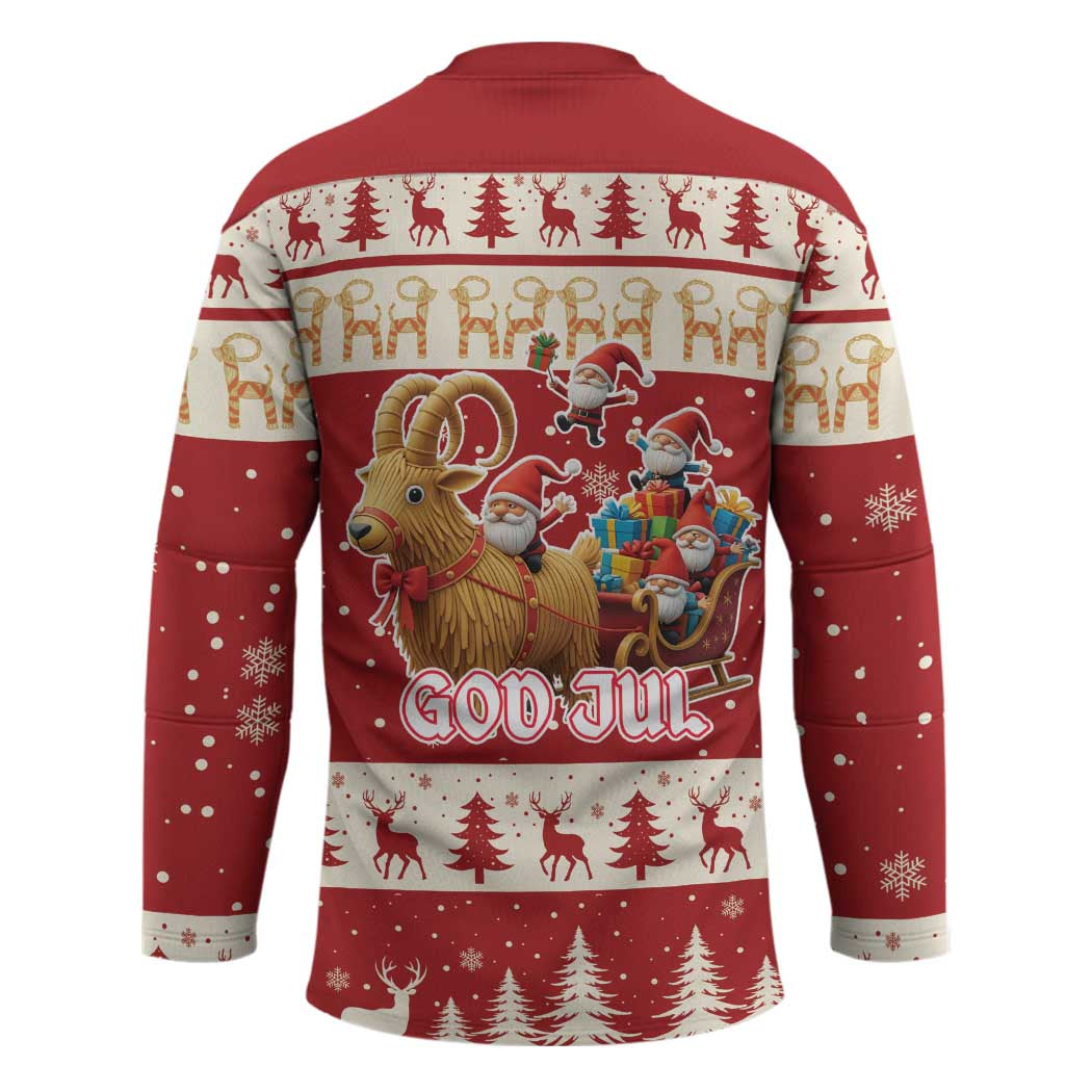 Sweden Christmas Hockey Jersey God Jul Nordic Julbock - Wonder Print Shop