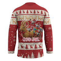 Sweden Christmas Hockey Jersey God Jul Nordic Julbock - Wonder Print Shop