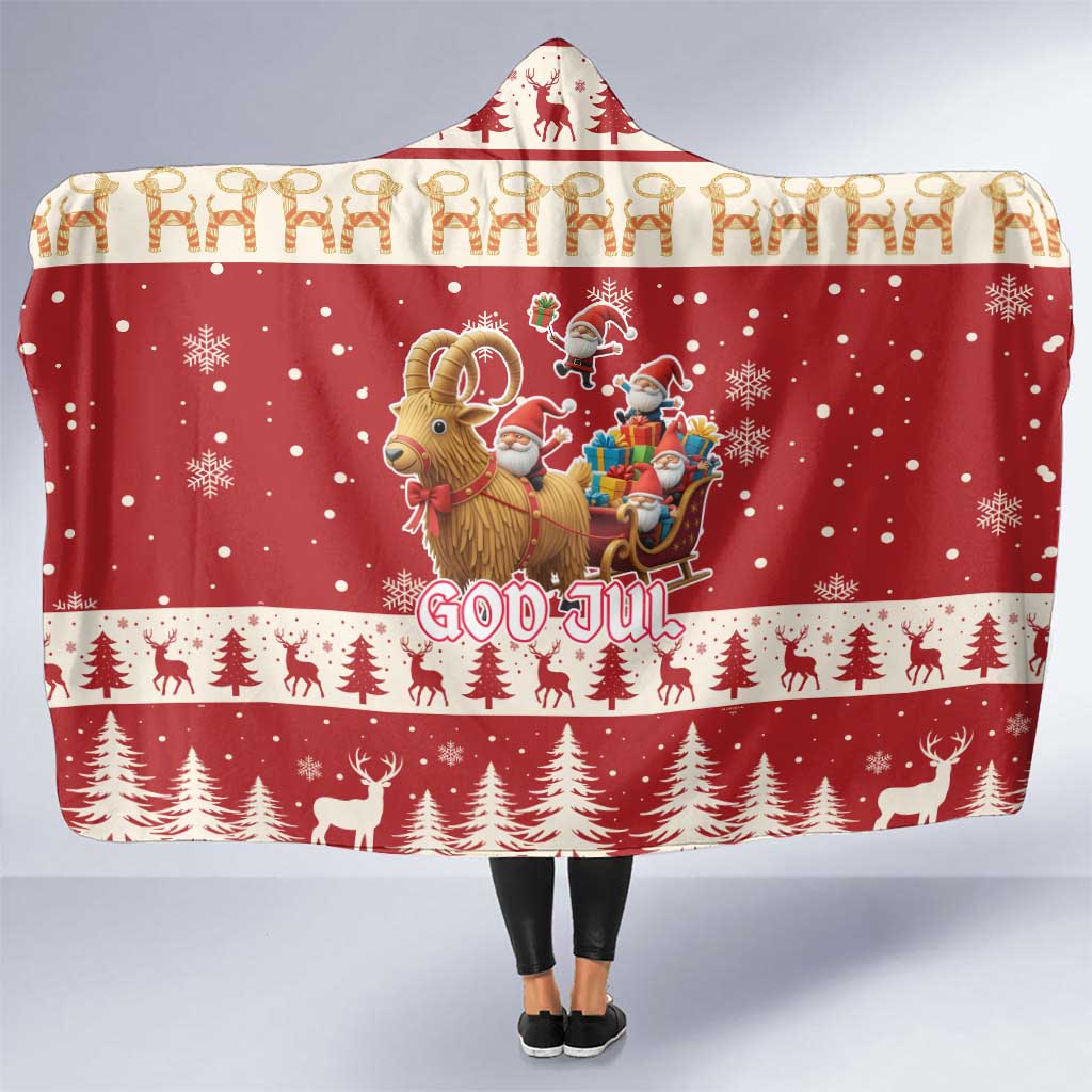Sweden Christmas Hooded Blanket God Jul Nordic Julbock - Wonder Print Shop