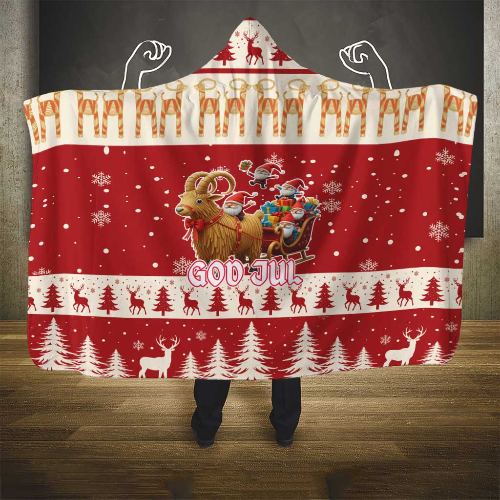 Sweden Christmas Hooded Blanket God Jul Nordic Julbock - Wonder Print Shop