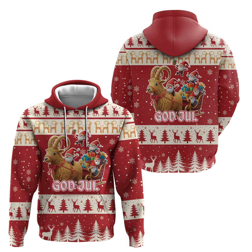 Sweden Christmas Hoodie God Jul Nordic Julbock - Wonder Print Shop