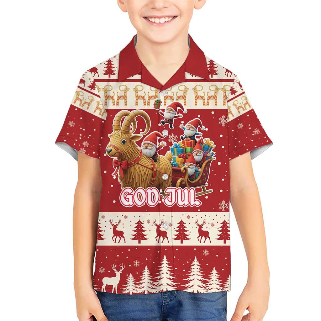 Sweden Christmas Kid Hawaiian Shirt God Jul Nordic Julbock - Wonder Print Shop