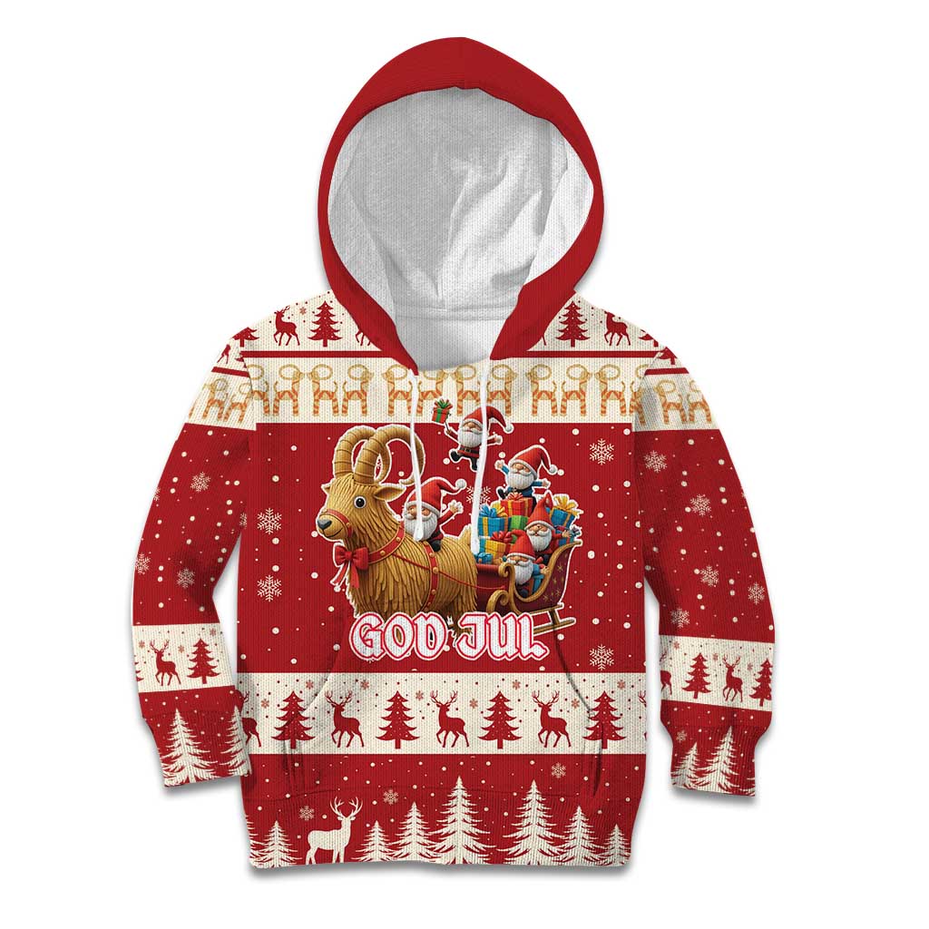 Sweden Christmas Kid Hoodie God Jul Nordic Julbock - Wonder Print Shop
