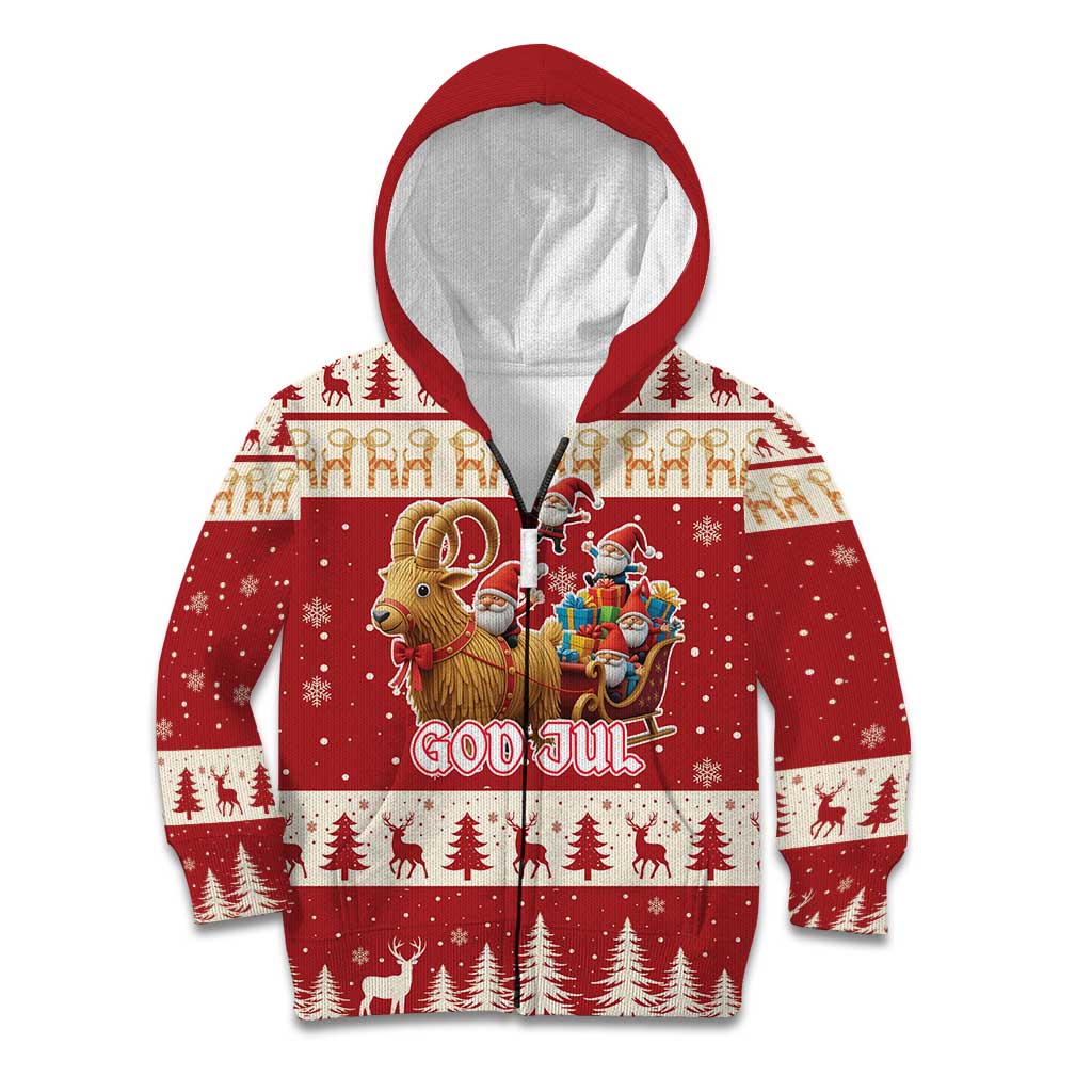 Sweden Christmas Kid Hoodie God Jul Nordic Julbock - Wonder Print Shop