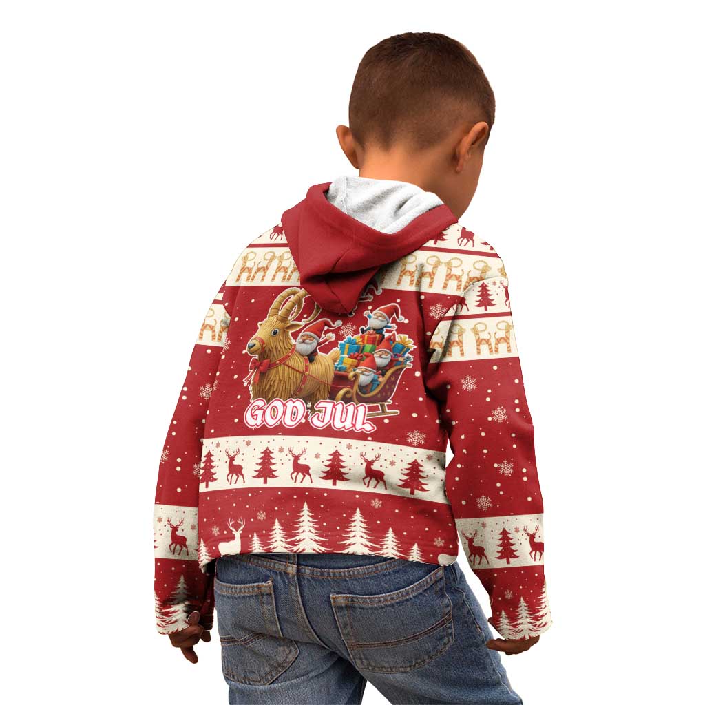 Sweden Christmas Kid Hoodie God Jul Nordic Julbock - Wonder Print Shop