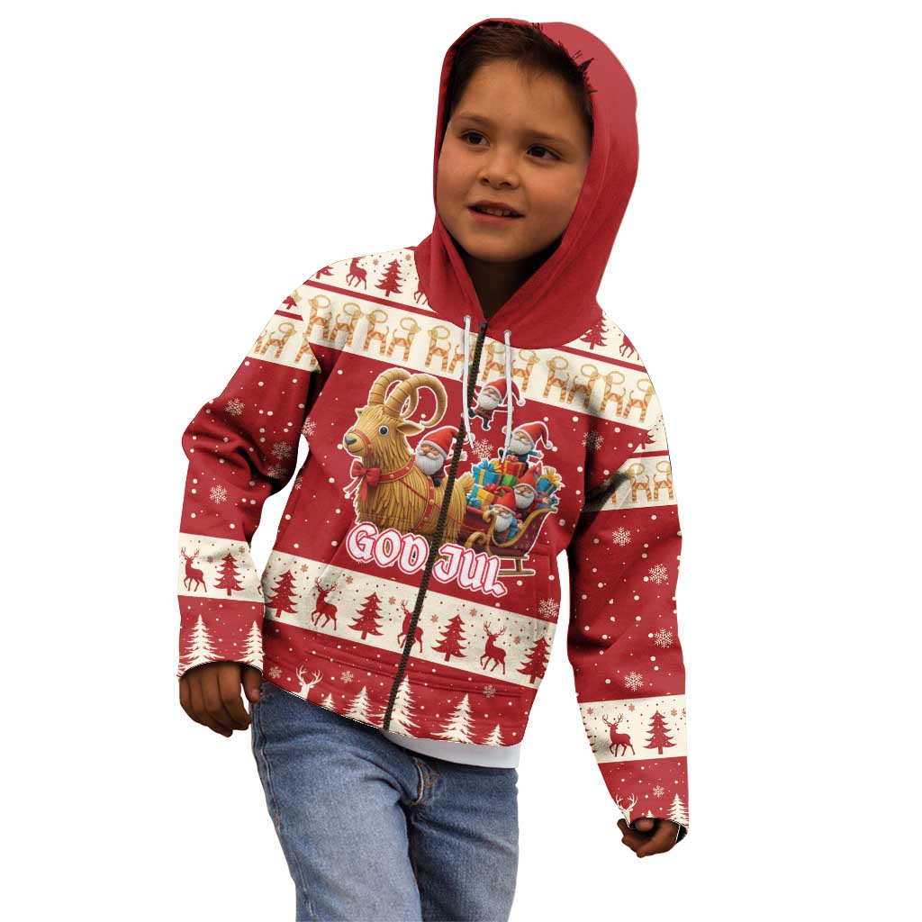 Sweden Christmas Kid Hoodie God Jul Nordic Julbock - Wonder Print Shop