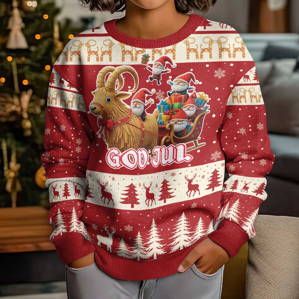 Sweden Christmas Kid Ugly Christmas Sweater God Jul Nordic Julbock - Wonder Print Shop
