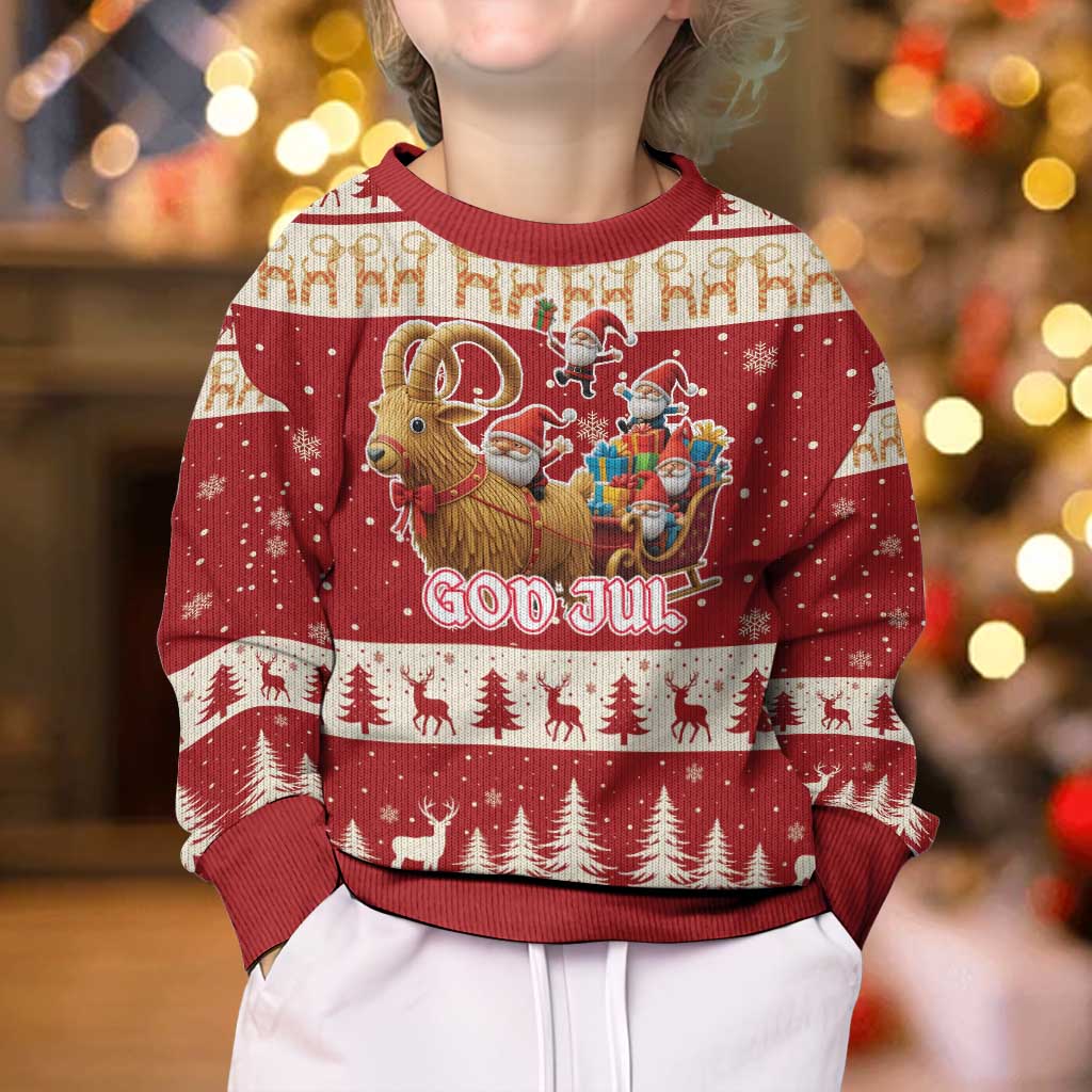 Sweden Christmas Kid Ugly Christmas Sweater God Jul Nordic Julbock - Wonder Print Shop