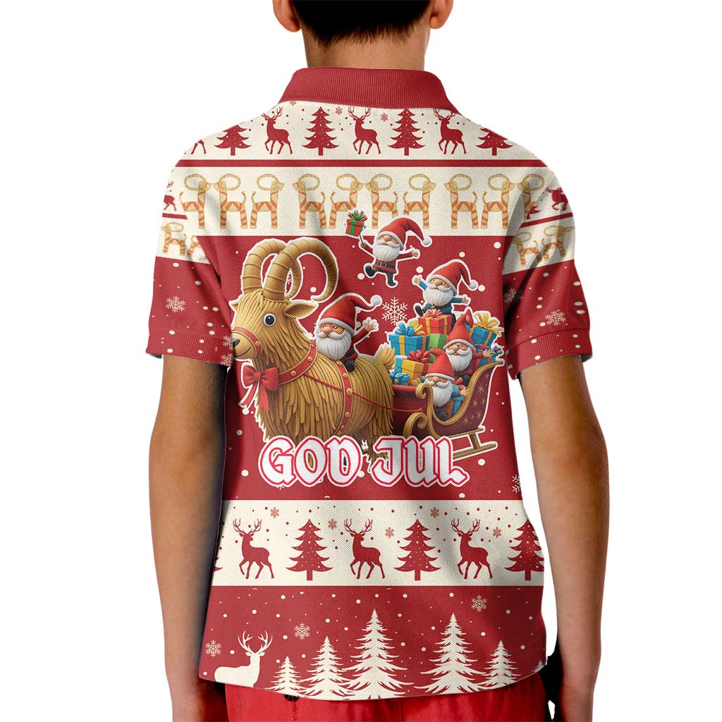 Sweden Christmas Kid Polo Shirt God Jul Nordic Julbock - Wonder Print Shop