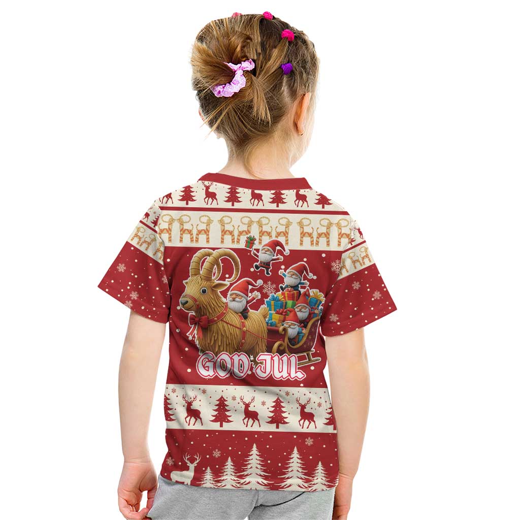 Sweden Christmas Kid T Shirt God Jul Nordic Julbock - Wonder Print Shop