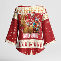 Sweden Christmas Kimono Sleeve Blouse God Jul Nordic Julbock - Wonder Print Shop