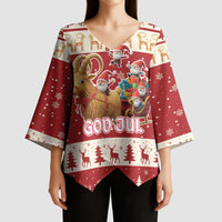 Sweden Christmas Kimono Sleeve Blouse God Jul Nordic Julbock - Wonder Print Shop