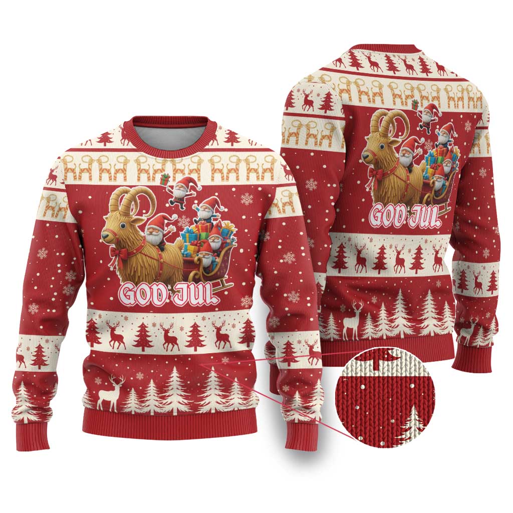 Sweden Christmas Ugly Christmas Sweater God Jul Nordic Julbock - Wonder Print Shop