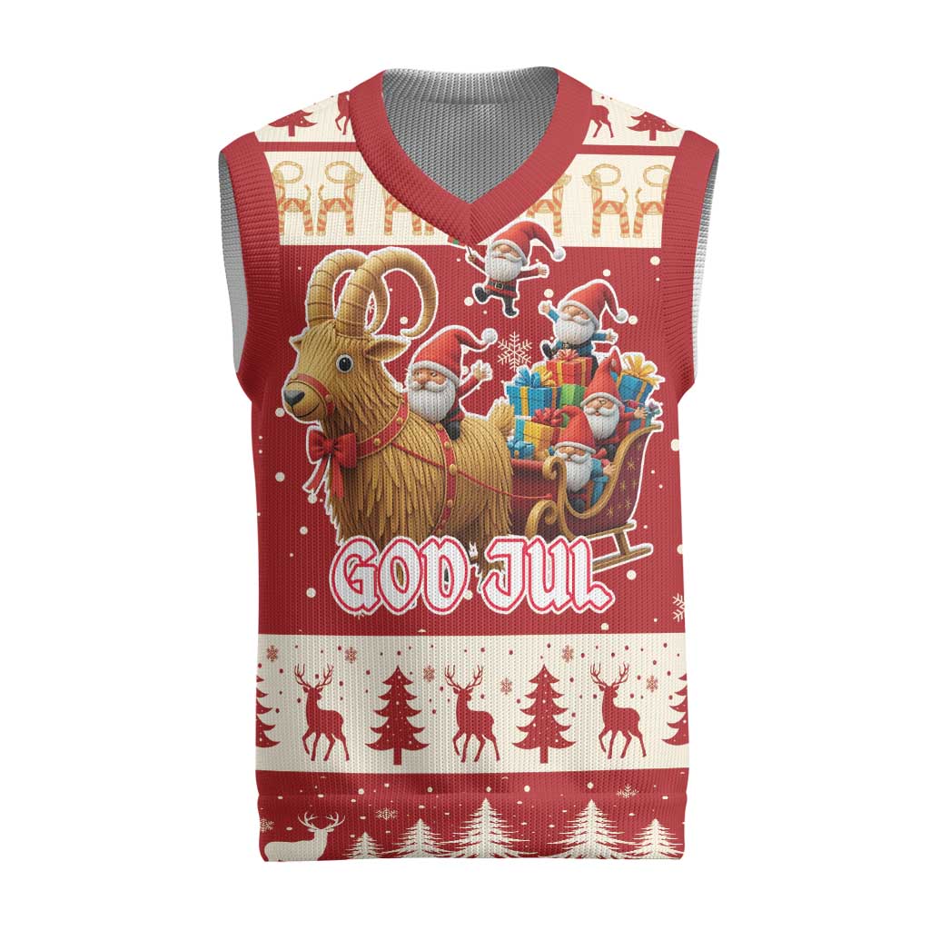 Sweden Christmas Knitted V-Neck Vest God Jul Nordic Julbock - Wonder Print Shop