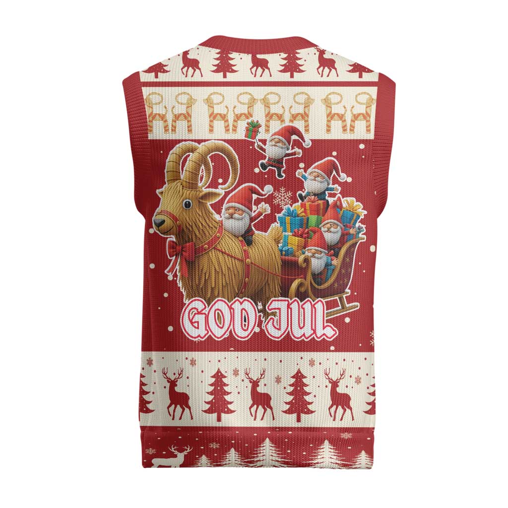Sweden Christmas Knitted V-Neck Vest God Jul Nordic Julbock - Wonder Print Shop